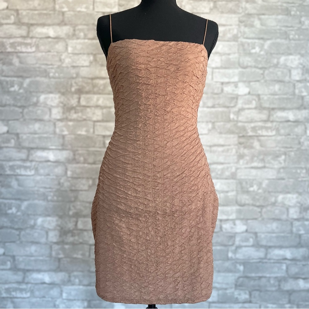 NWT Windsor Bodycon Ruched Brown Dress